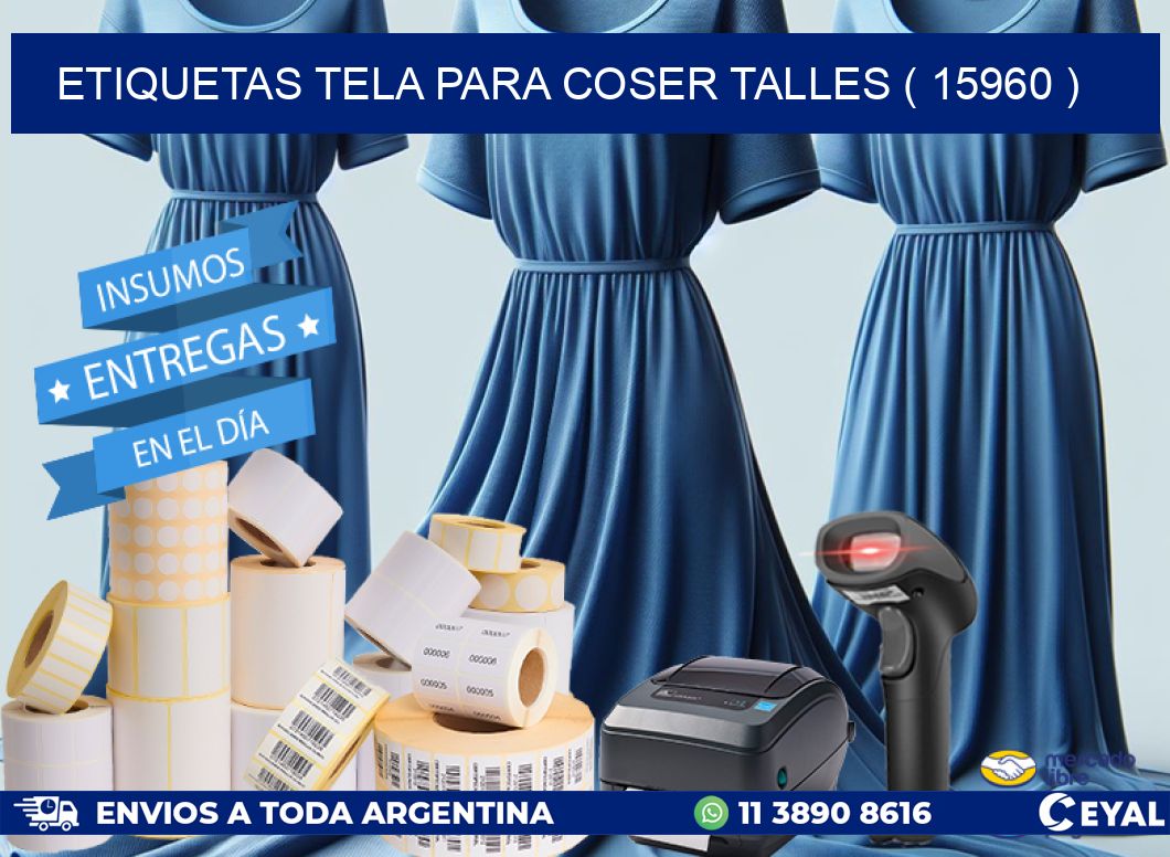 ETIQUETAS TELA PARA COSER TALLES ( 15960 )