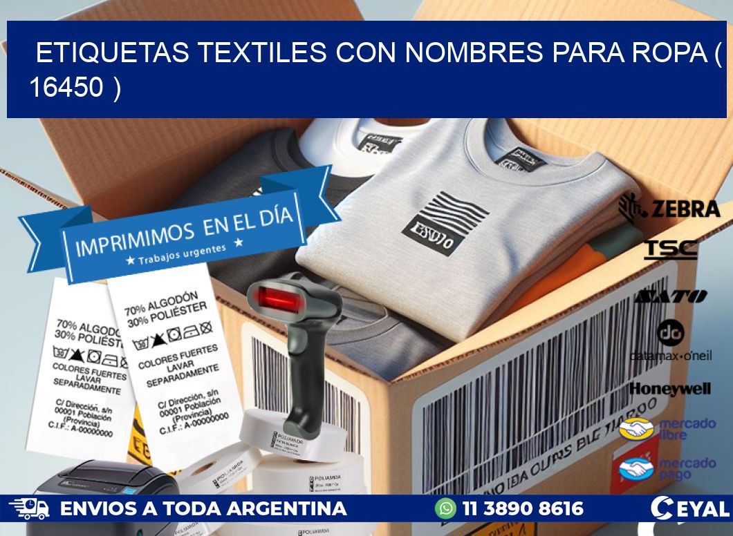 ETIQUETAS TEXTILES CON NOMBRES PARA ROPA ( 16450 )
