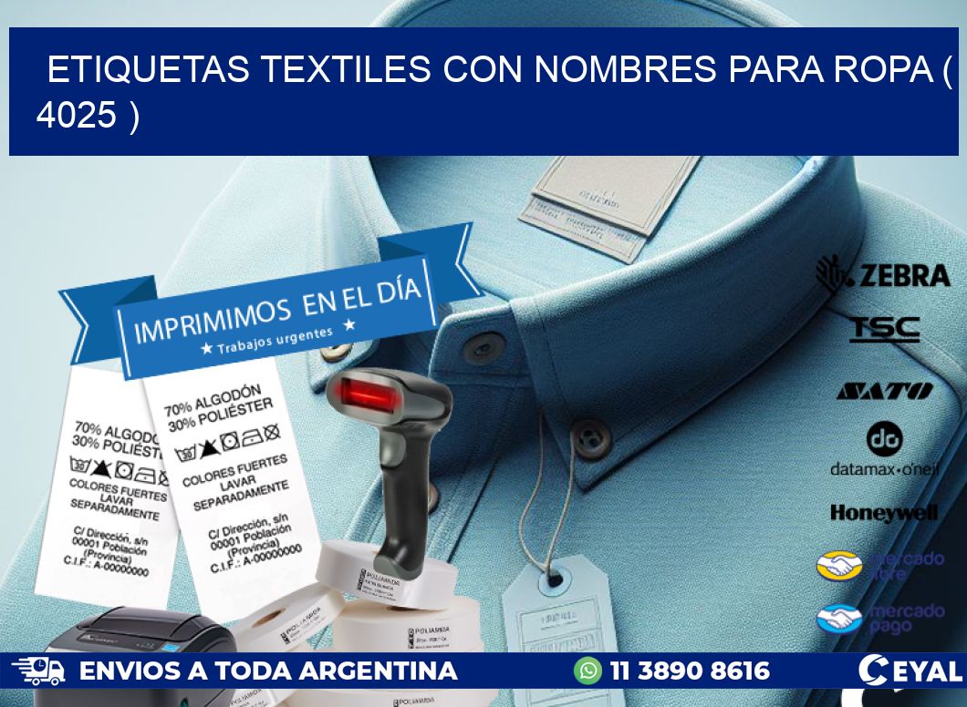 ETIQUETAS TEXTILES CON NOMBRES PARA ROPA ( 4025 )