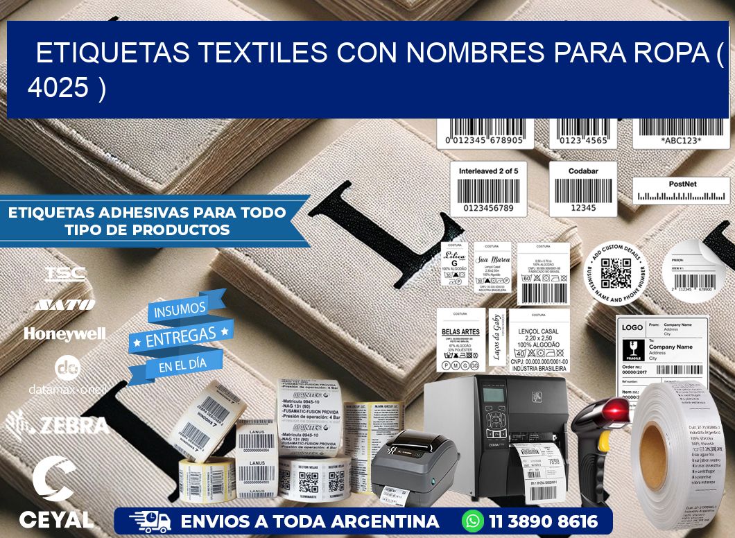 ETIQUETAS TEXTILES CON NOMBRES PARA ROPA ( 4025 )
