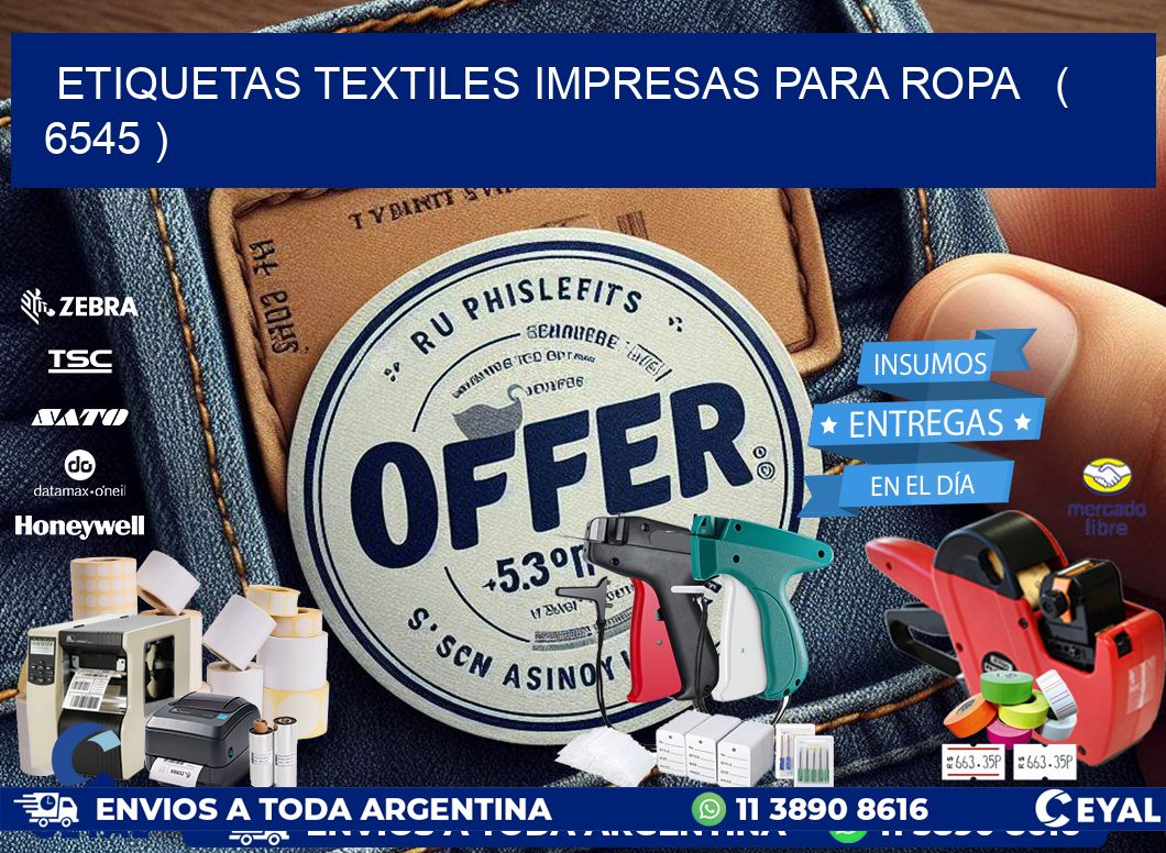 ETIQUETAS TEXTILES IMPRESAS PARA ROPA   ( 6545 )