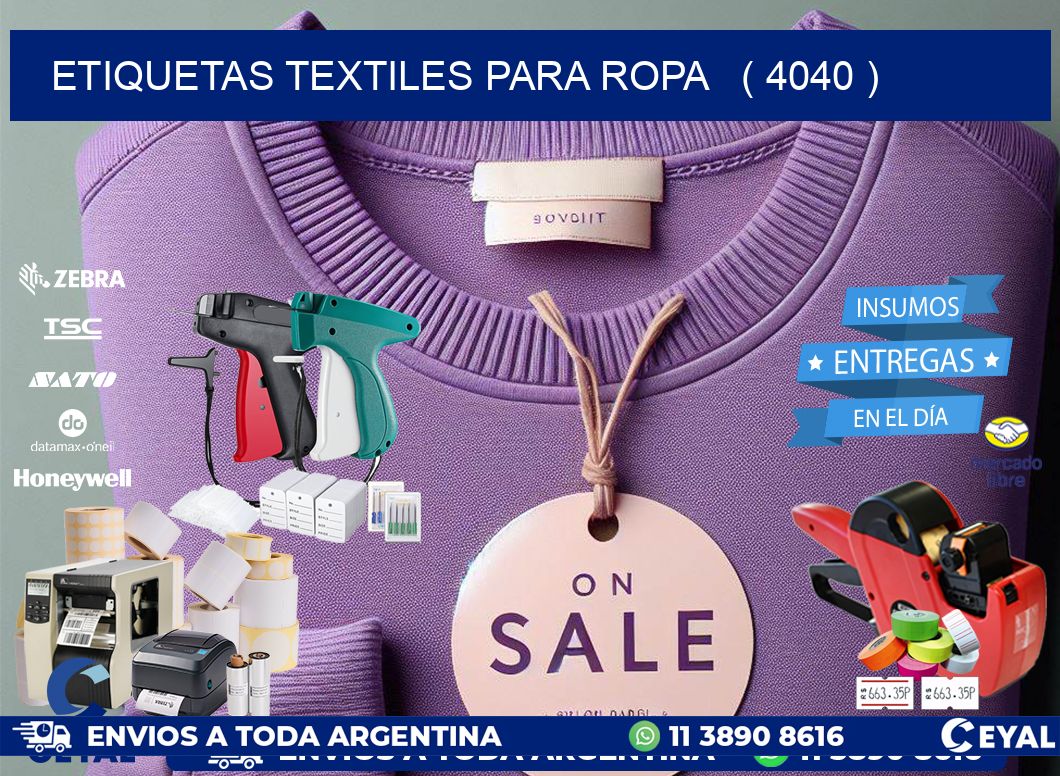 ETIQUETAS TEXTILES PARA ROPA   ( 4040 )