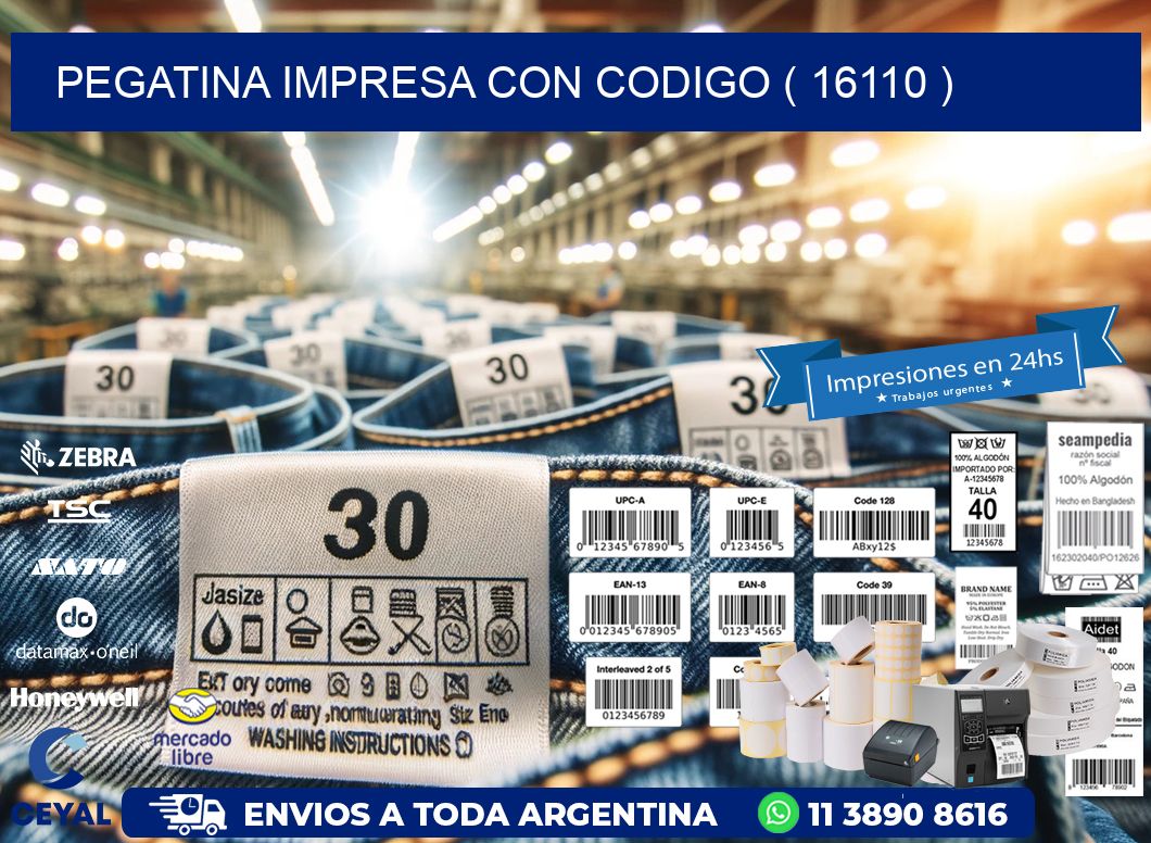 PEGATINA IMPRESA CON CODIGO ( 16110 )