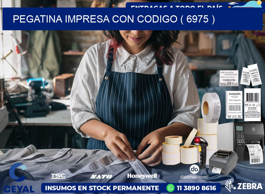 PEGATINA IMPRESA CON CODIGO ( 6975 )
