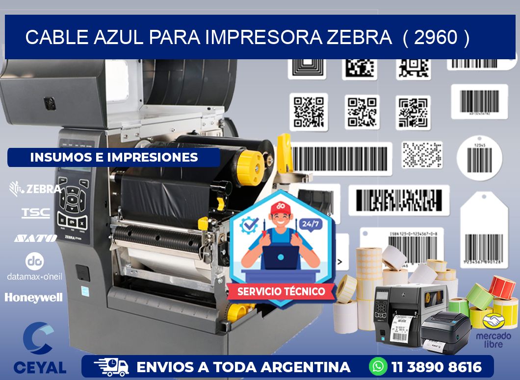 cable azul para impresora zebra  ( 2960 )