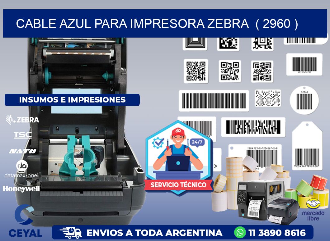cable azul para impresora zebra  ( 2960 )