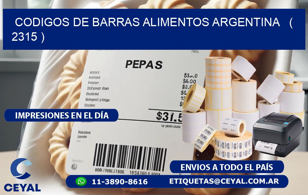 CODIGOS DE BARRAS ALIMENTOS ARGENTINA   ( 2315 )