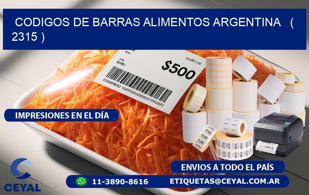 CODIGOS DE BARRAS ALIMENTOS ARGENTINA   ( 2315 )