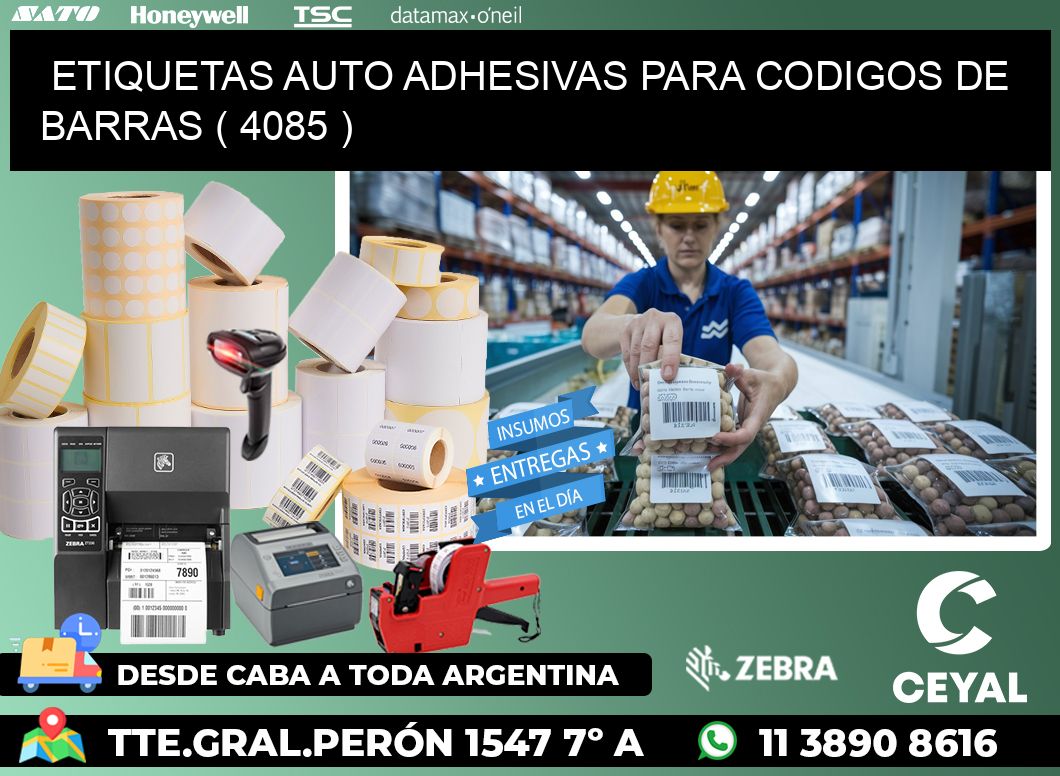 ETIQUETAS AUTO ADHESIVAS PARA CODIGOS DE BARRAS ( 4085 )