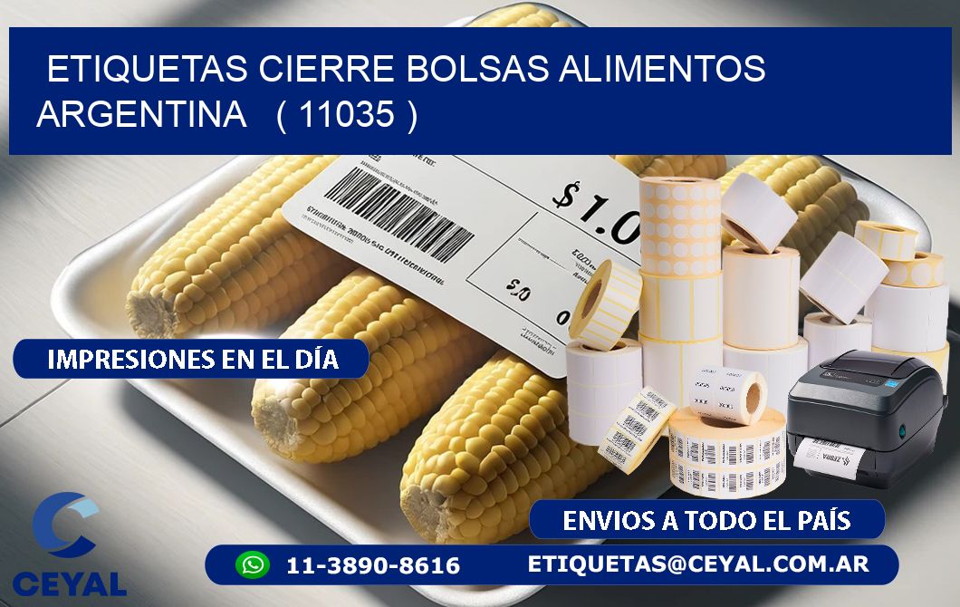 ETIQUETAS CIERRE BOLSAS ALIMENTOS ARGENTINA   ( 11035 )