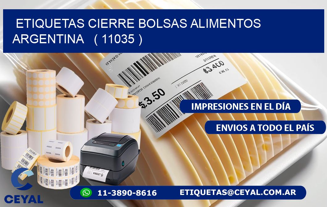 ETIQUETAS CIERRE BOLSAS ALIMENTOS ARGENTINA   ( 11035 )