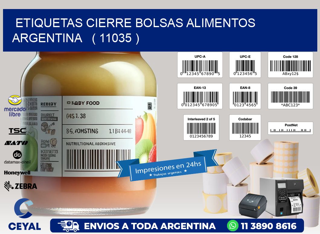 ETIQUETAS CIERRE BOLSAS ALIMENTOS ARGENTINA   ( 11035 )