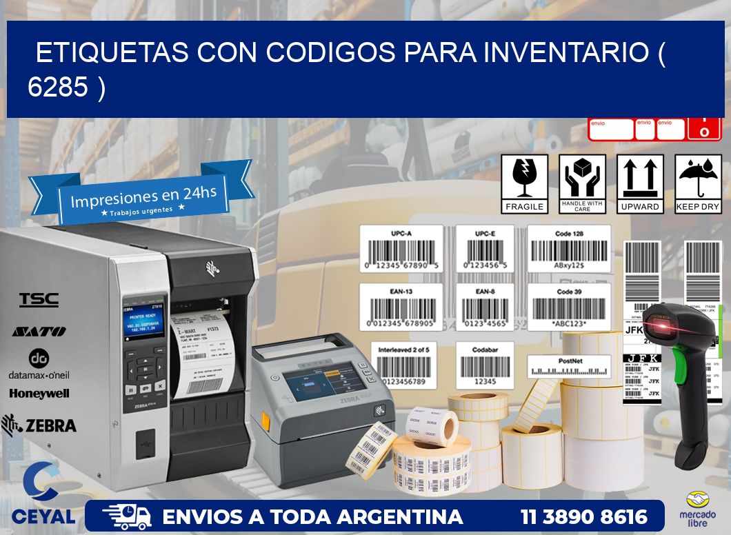 ETIQUETAS CON CODIGOS PARA INVENTARIO ( 6285 )