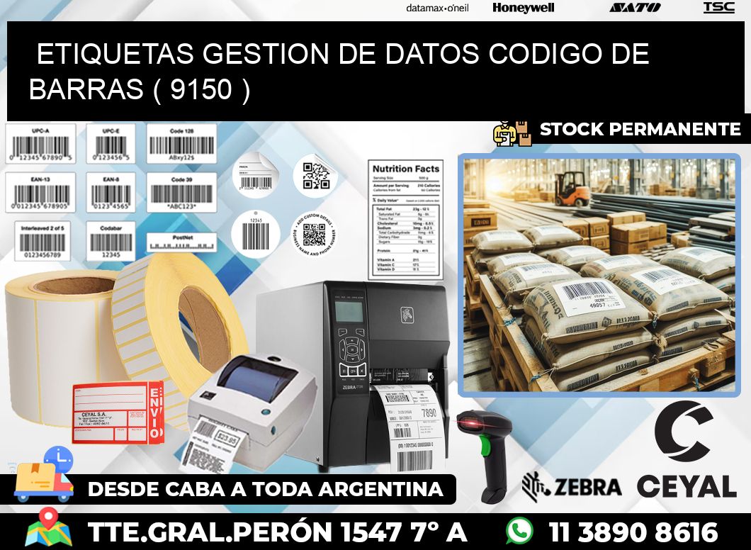 ETIQUETAS GESTION DE DATOS CODIGO DE BARRAS ( 9150 )