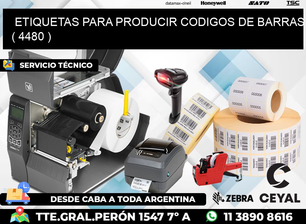 ETIQUETAS PARA PRODUCIR CODIGOS DE BARRAS ( 4480 )