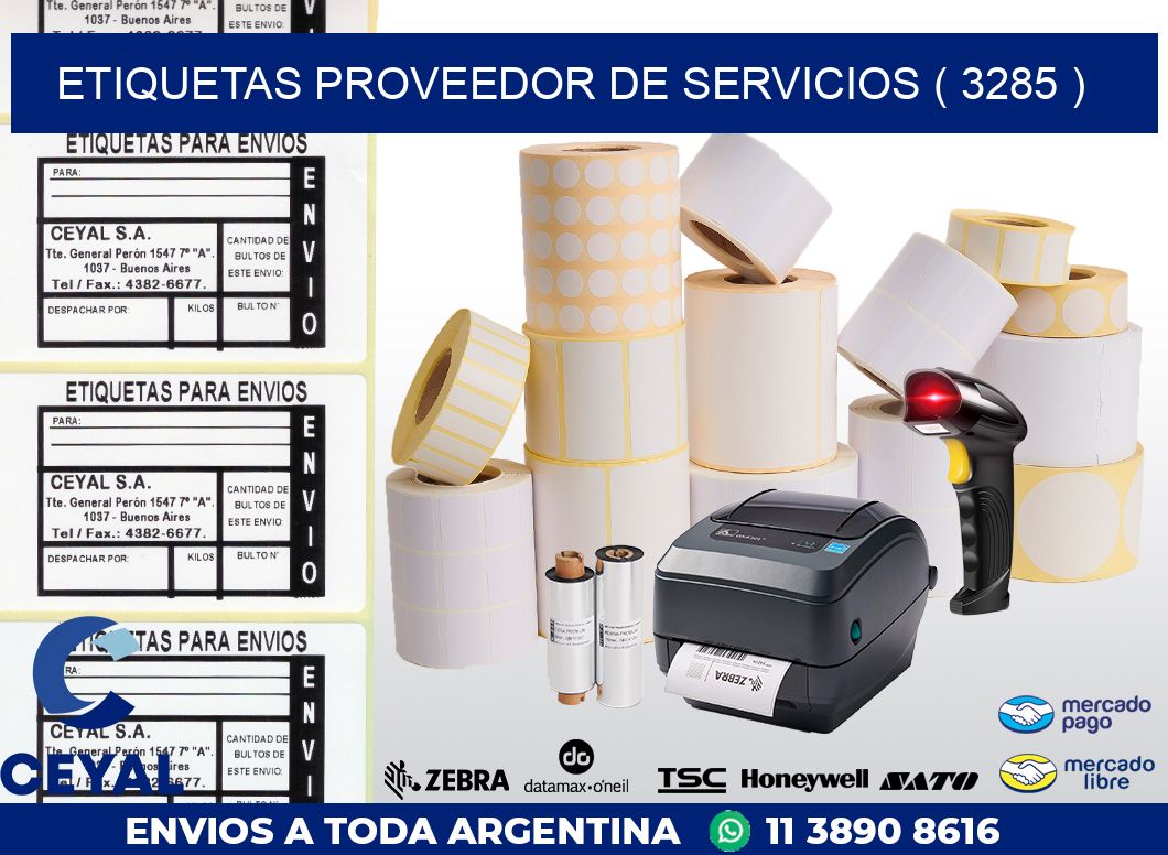 ETIQUETAS PROVEEDOR DE SERVICIOS ( 3285 )