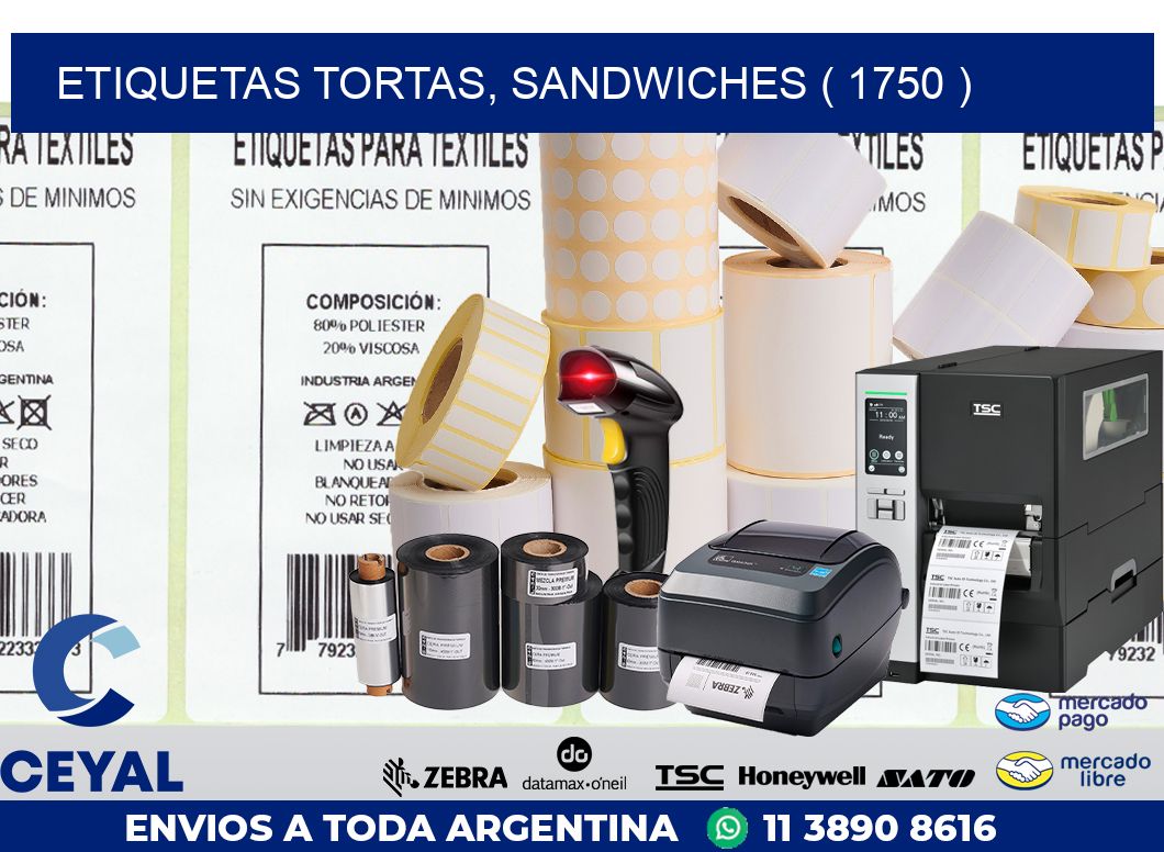 ETIQUETAS TORTAS, SANDWICHES ( 1750 )