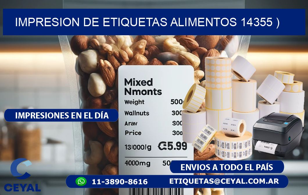 IMPRESION DE ETIQUETAS ALIMENTOS 14355 )