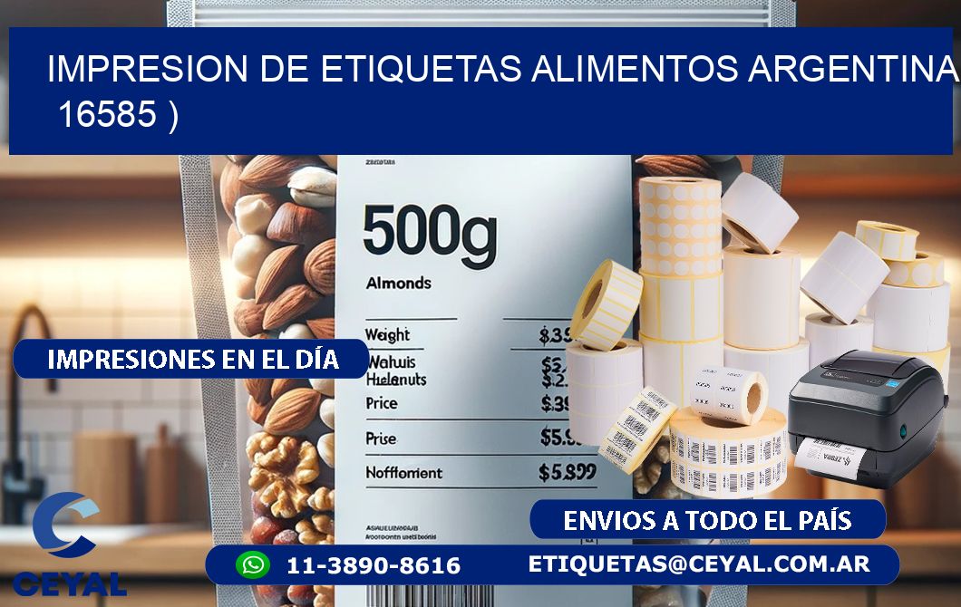 IMPRESION DE ETIQUETAS ALIMENTOS ARGENTINA   16585 )