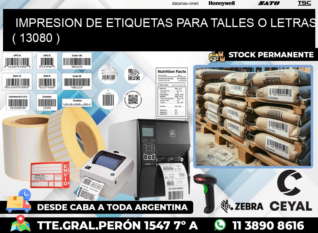 IMPRESION DE ETIQUETAS PARA TALLES O LETRAS ( 13080 )