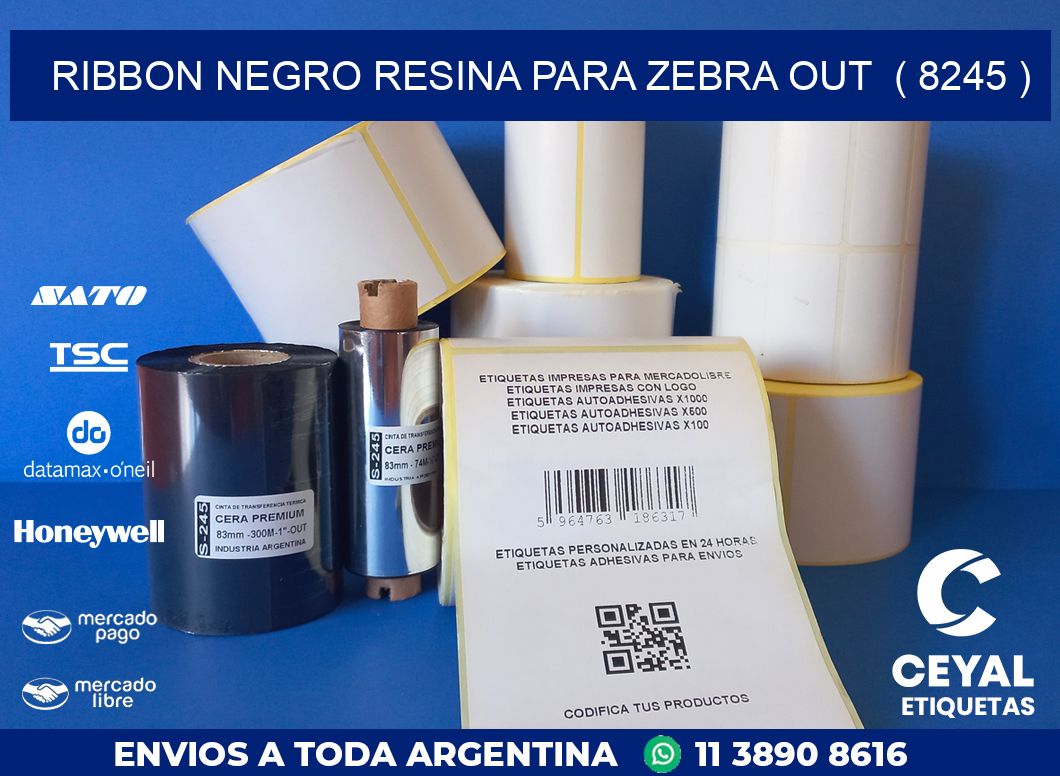 RIBBON NEGRO RESINA PARA ZEBRA OUT  ( 8245 )