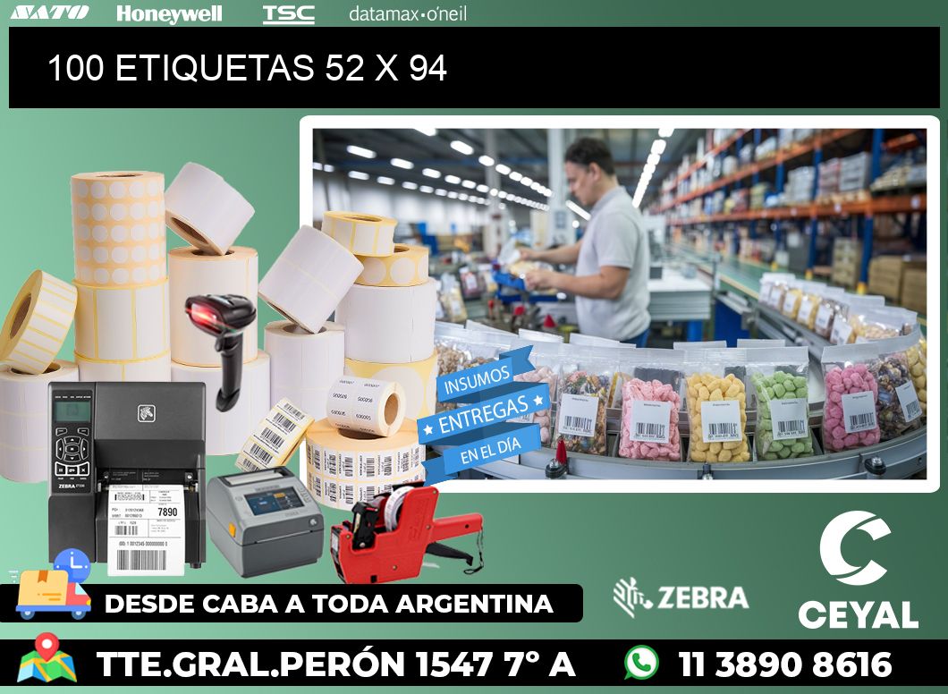 100 ETIQUETAS 52 x 94