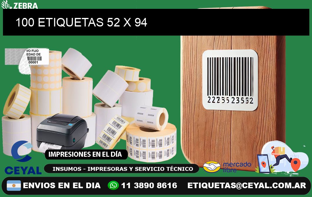 100 ETIQUETAS 52 x 94