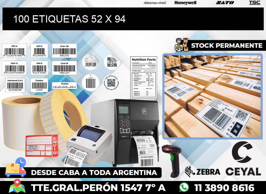 100 ETIQUETAS 52 x 94