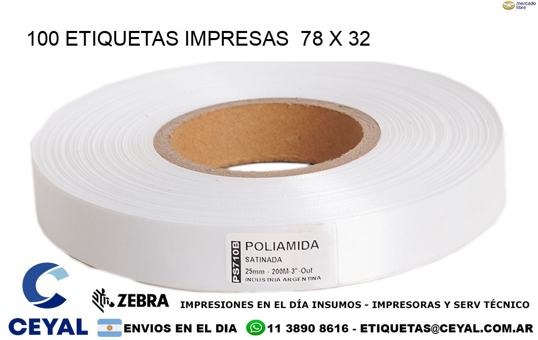 100 ETIQUETAS IMPRESAS  78 x 32