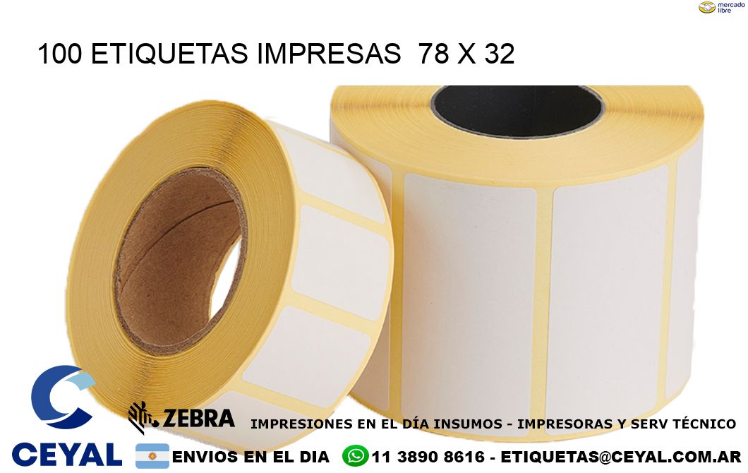 100 ETIQUETAS IMPRESAS  78 x 32