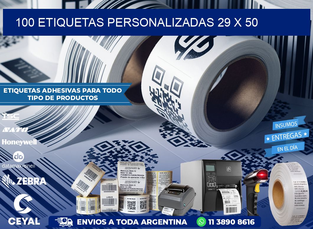 100 ETIQUETAS PERSONALIZADAS 29 x 50