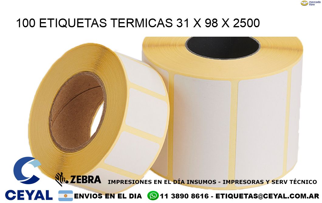 100 ETIQUETAS TERMICAS 31 x 98 x 2500
