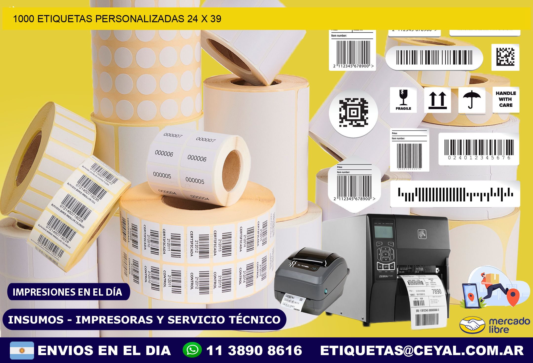 1000 ETIQUETAS PERSONALIZADAS 24 x 39
