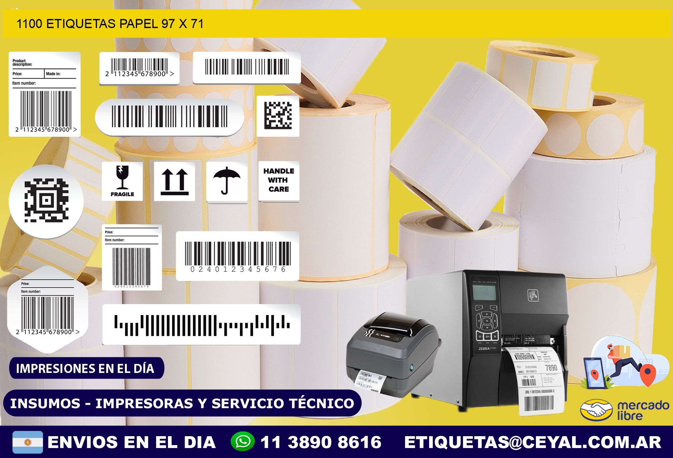 1100 ETIQUETAS PAPEL 97 x 71