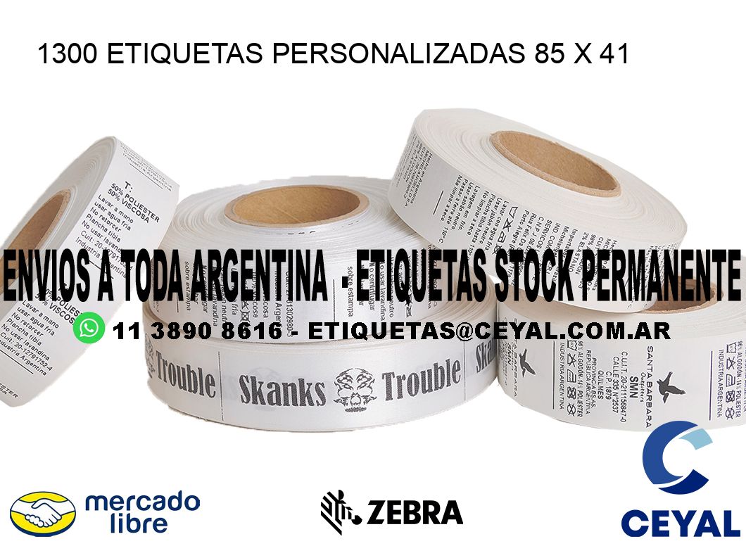 1300 ETIQUETAS PERSONALIZADAS 85 x 41