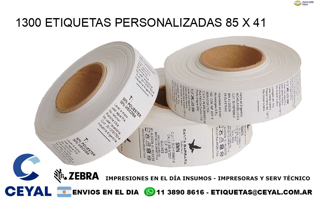 1300 ETIQUETAS PERSONALIZADAS 85 x 41