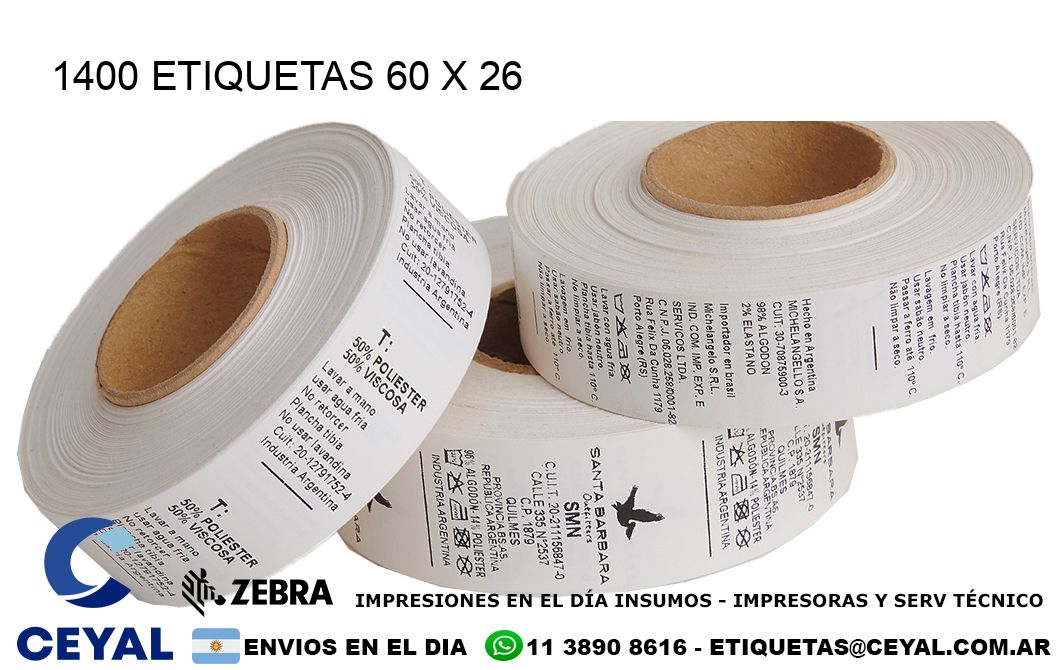 1400 ETIQUETAS 60 x 26