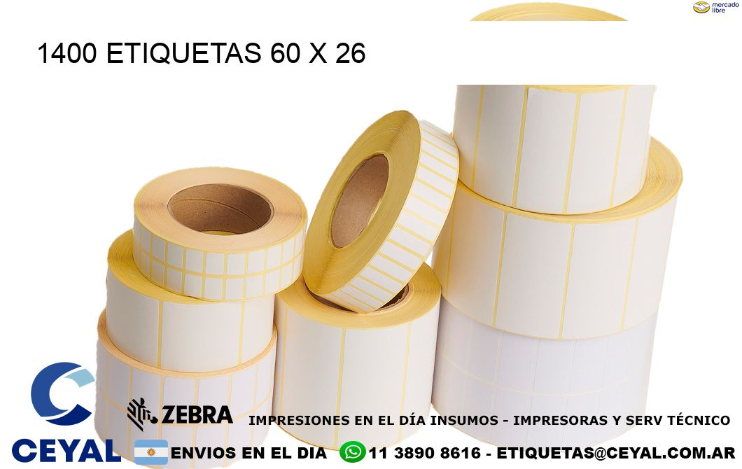 1400 ETIQUETAS 60 x 26