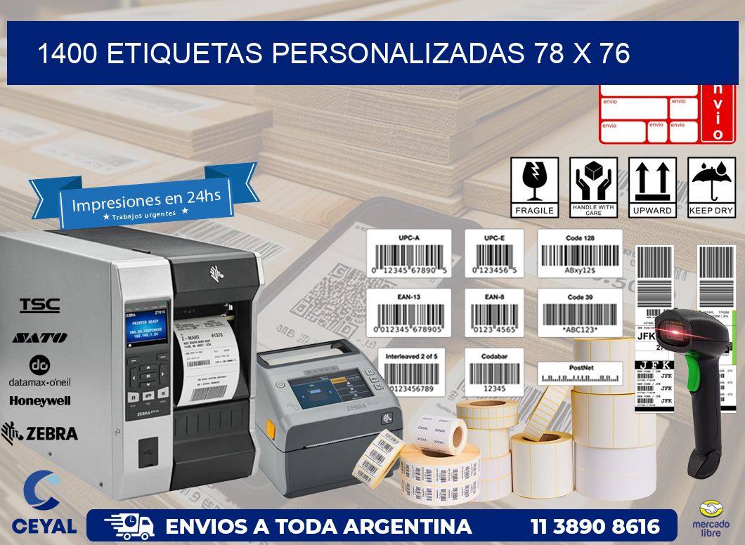 1400 ETIQUETAS PERSONALIZADAS 78 x 76