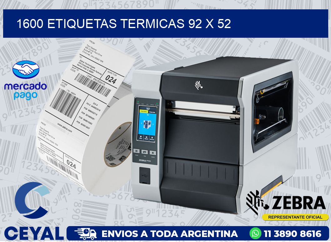 1600 ETIQUETAS TERMICAS 92 x 52