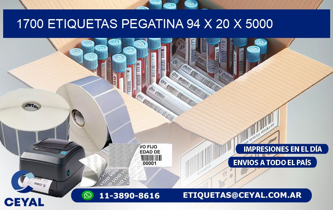 1700 ETIQUETAS PEGATINA 94 x 20 x 5000