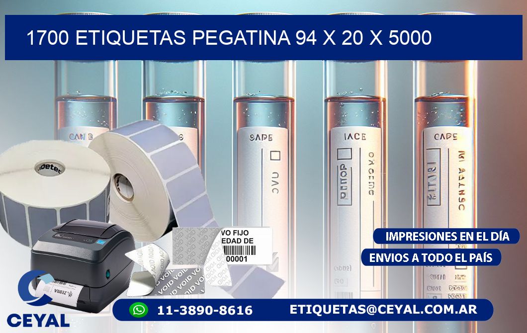 1700 ETIQUETAS PEGATINA 94 x 20 x 5000