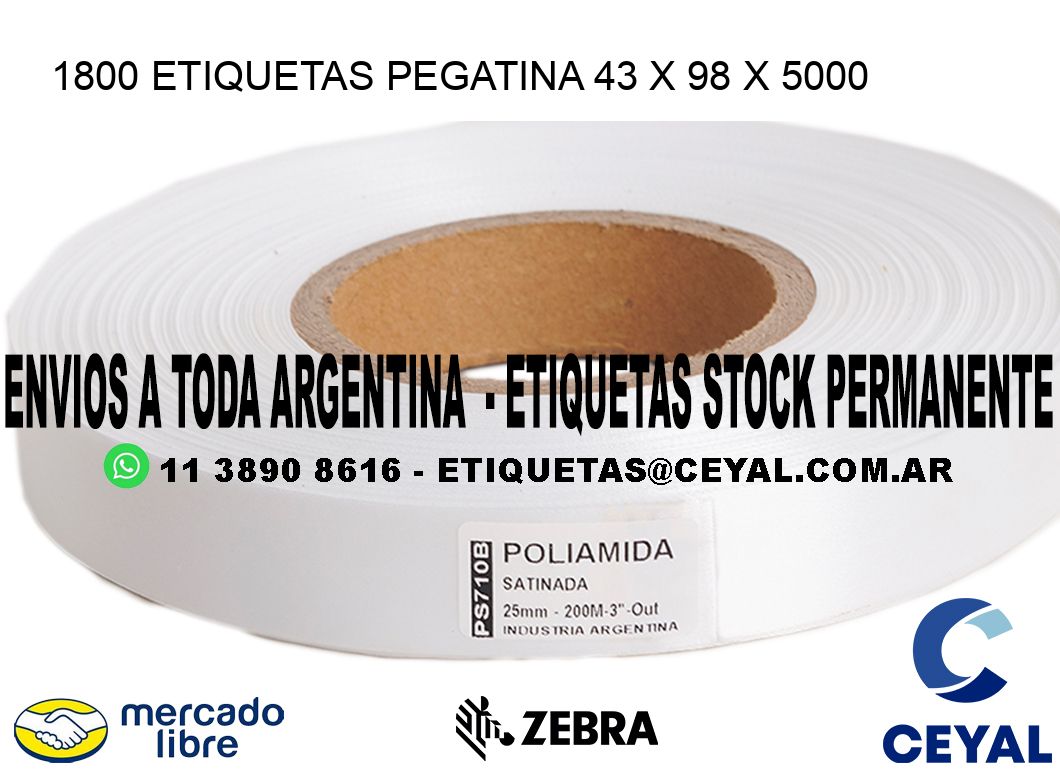 1800 ETIQUETAS PEGATINA 43 x 98 x 5000