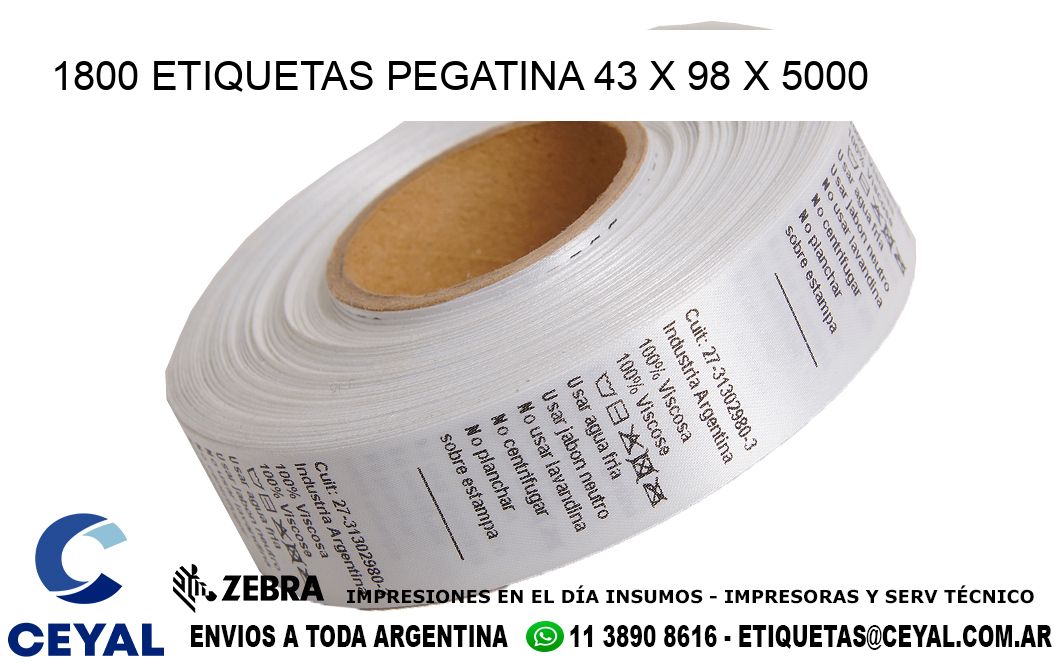 1800 ETIQUETAS PEGATINA 43 x 98 x 5000