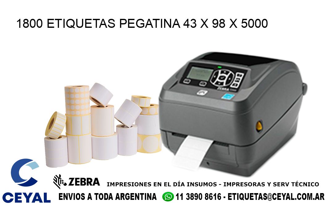 1800 ETIQUETAS PEGATINA 43 x 98 x 5000