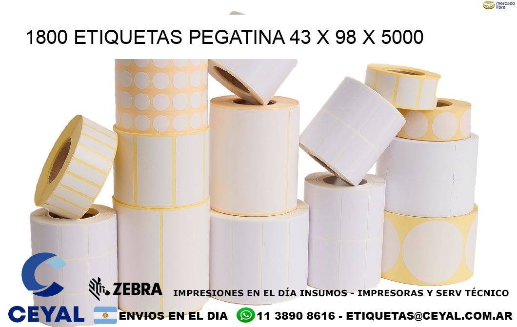 1800 ETIQUETAS PEGATINA 43 x 98 x 5000