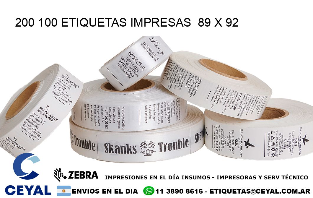 200 100 ETIQUETAS IMPRESAS  89 x 92