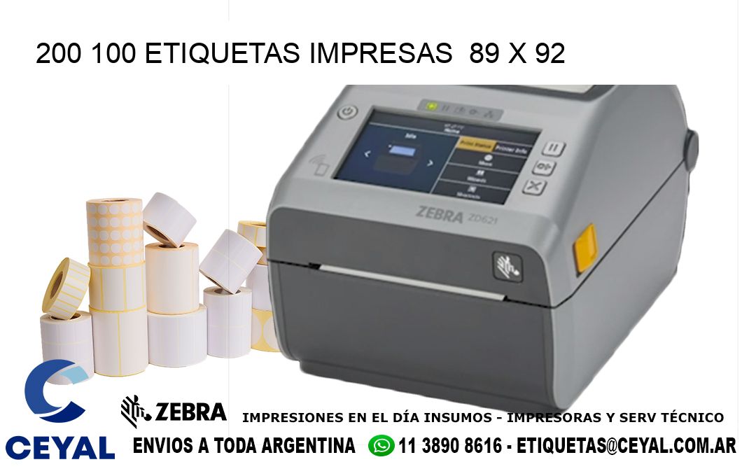 200 100 ETIQUETAS IMPRESAS  89 x 92