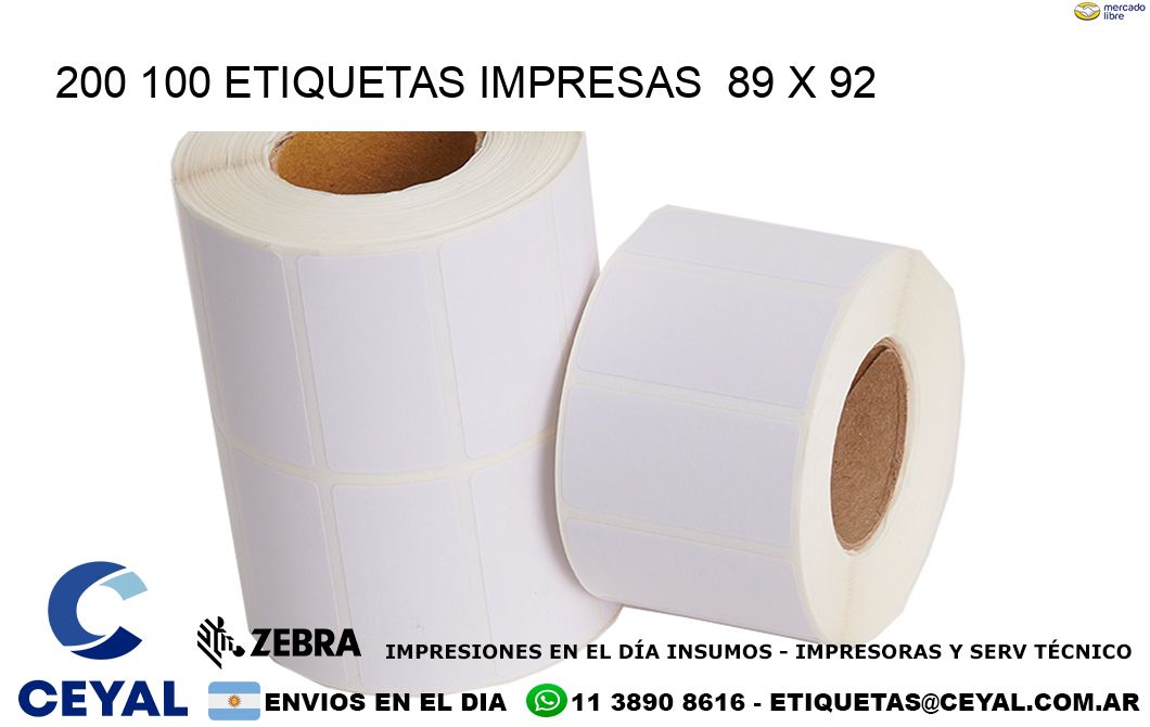 200 100 ETIQUETAS IMPRESAS  89 x 92