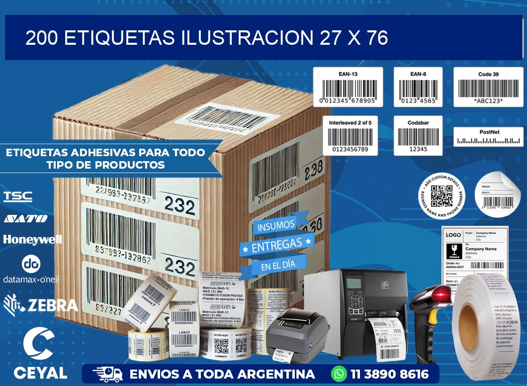 200 ETIQUETAS ILUSTRACION 27 x 76